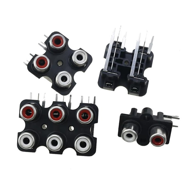 2 Hole 4 Hole 6 Hole RCA Female Socket AV Audio Video input Connector Jack Lotus Row Amplifier Interface PCB Mount
