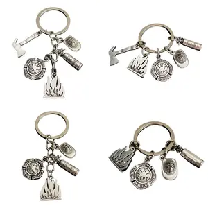 New Fire Extinguisher Flame Fire Hat Fire Axe <strong>Key</strong> Chain <strong>Fireman</strong> Gift <strong>Key</strong> Chain Pendant - Product Image 1