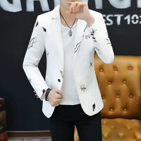 Veste de costume imprimée slim fit pour homme style coréen, légère et décontractée, pour la nuit et la rue, produits tendance 2026