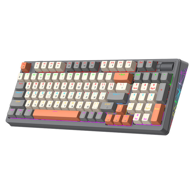 K95 Russian Mechanical Keyboard RGB Tri-mode Wireless BT Hot-swappable Russian Gaming Keyboard