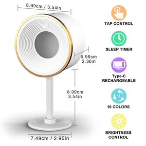 Applique murale d'intérieur sans fil Type-C rechargeable rotatif 16 <span class=keywords><strong>couleurs</strong></span> Rgb à intensité variable avec télécommande - Product Image 3