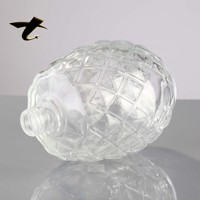 Bouteille à liqueur en verre borosilicate rond gaufré de 750 ml, vide, transparente, sphérique, pour whisky, brandy, vin, avec bouchon