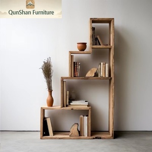 Libreria <span class=keywords><strong>in</strong></span> <span class=keywords><strong>Legno</strong></span> Massello Stile Nordico a 5 Ripiani, Senza Vernice, con Giunzioni a Mortasa e Tenone, Arredamento Retrò Creativo per Soggiorno e Studio - Product Image 3