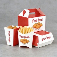 Caja de Cartón Blanca de Alta Calidad para Hamburguesas, Caja de Papel para Pollo Frito con Asa, Caja de Embalaje para Papas Fritas de Restaurante