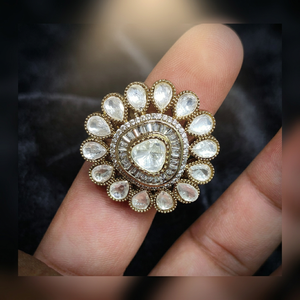 Luxury Gold Plated <b>Adjustable</b> Sunflower American Diamond Cocktail <b>Ring</b> for Women | AAA Cubic Zirconia Statement Bridal <b>Ring</b> | - Product Image 3