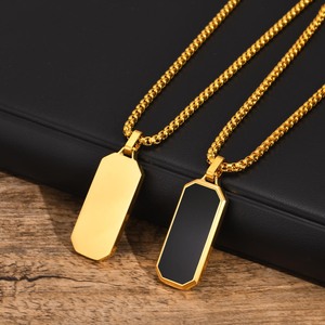 Collar <span class=keywords><strong>de</strong></span> Acero Inoxidable con Colgante Geométrico Rectangular Liso Estilo Hip Hop Punk, Joyería <span class=keywords><strong>de</strong></span> Moda, <span class=keywords><strong>Dijes</strong></span> al por Mayor <span class=keywords><strong>para</strong></span> <span class=keywords><strong>Hombre</strong></span> - Product Image 2