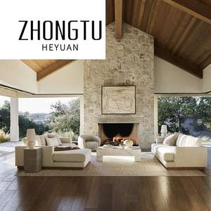 أثاث ريفي حديث شقة داخلية أريكة غرفة المعيشة نسيج خشبي مجموعة 3 مقاعد أريكة ذراع كرسي زاوية مقطعية - Product Image 2