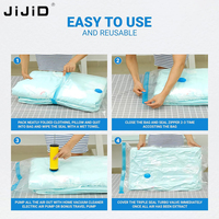 JiJiD Sac de rangement portable à compression sous vide de haute qualité pour vêtements Pompe électrique sous vide automatique blanche
