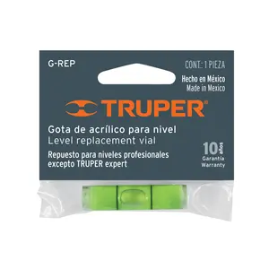 Caja de 12 repuestos de gotas acrílicas verdes para nivel, TRUPER - Product Image 2