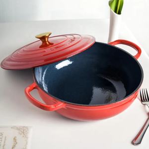 Four hollandais en fonte émaillée de 30cm avec anse en boucle Casserole 5L Casserole lourde Casserole Ustensile de cuisine Marmite émaillée - Product Image 2