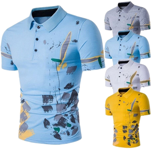 Men's Summer Casual Short Sleeve Shirt Satin Polyester/Cotton Abstract Painting Print White Button-Up Collar Party <b>Top</b> Quick Dry - Product Image 1