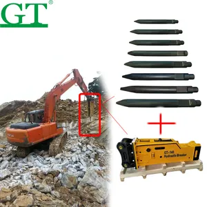 Maquinaria de tipo lateral GT, martillo, cincel, oem, 40mm, herramienta de cincel para excavadora, martillo de roca