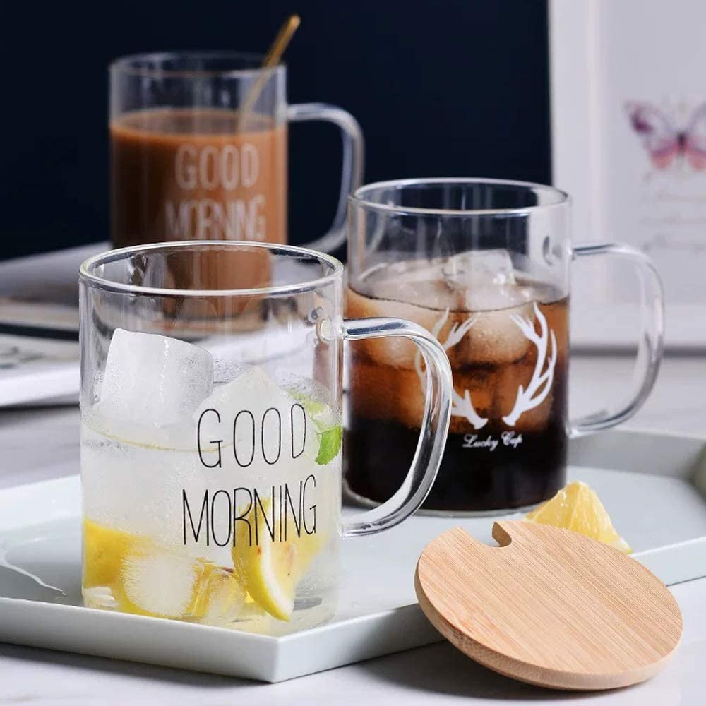 460 ML 15.5 OZ Good Morning Clear Glass Cup For Coffee/Beer/Milk/Tea/Water Irish Coffee Glasses