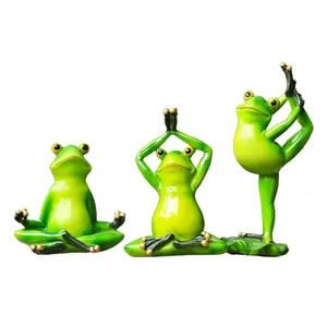 New Arrivals Resin Yoga Frog Statue Garden Ornaments Crafts Sets Yard Balcony Animal Figurine Home Garden Decoration Outdoor