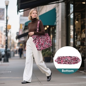 Sac à main matelassé grande capacité motif léopard rose tendance, sac bandoulière rétro décontracté, grand sac fourre-tout pour femme, sac à l'épaule pour femme - Product Image 6