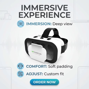 Gafas 3D VR Blancas Fáciles de Usar, Auriculares de Realidad Virtual para Teléfono Inteligente, Lentes Ajustables, Controlador Bluetooth - Product Image 1