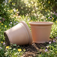 Pot de fleurs en plastique durable avec revêtement en poudre, jardinière contemporaine d'intérieur/extérieur avec trou de drainage, écologique, classique pour herbes aromatiques