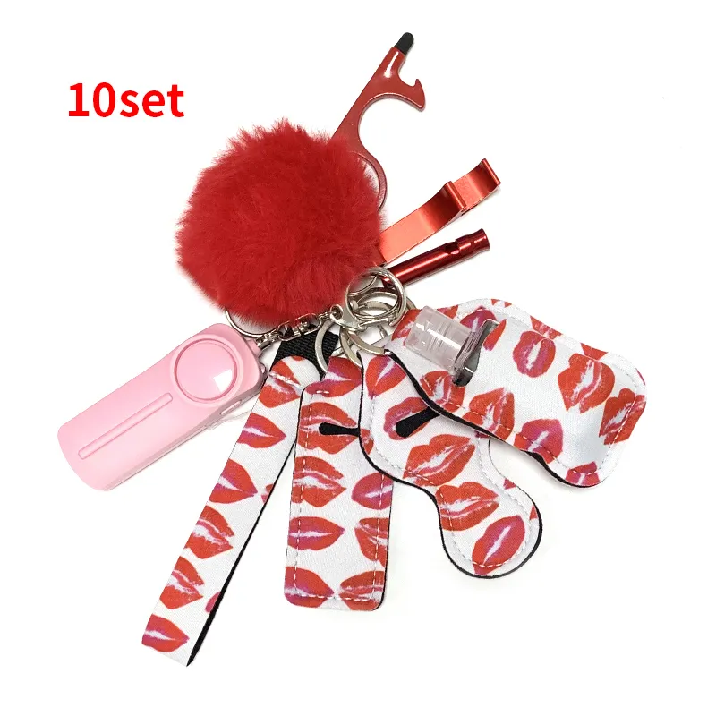 Product Gift Products 10Pcs Kit Girl Fashion Defence Accessories Bulk Wholesale Women Safety Keychain Set Self Defense Keychain