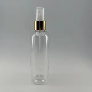 Großhandel 100 ml durchsichtiger PET-kosmetikbehälter kunststoff-parfümflasche mit 20/410 24/410-sprüher aluminium nebel-sprüher