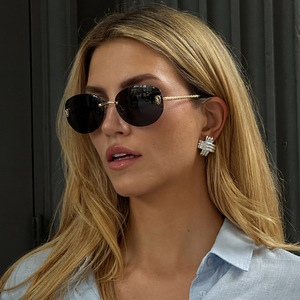 Lunettes de soleil tendance tête de <span class=keywords><strong>serpent</strong></span> pour femme 2026 – Nouveauté été, sans monture, ovales, de marque, verres taillés, pour femme - Product Image 1