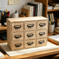 Armoire de rangement rectangulaire en bois massif personnalisable avec 9 tiroirs, adaptée à la maison, au bureau et au rangement d'objets