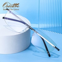 Kacamata Osicare Mewah Desainer Tanpa Bingkai Persegi Titanium Ultra Ringan Model 3 Buah IP Grosir Frame Optik untuk Pria