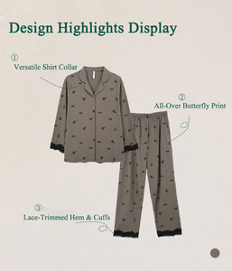 Produttore 100% <span class=keywords><strong>pigiama</strong></span> da donna personalizzato a manica lunga in <span class=keywords><strong>cotone</strong></span> lavorato a maglia con fiocco traspirante per la primavera <span class=keywords><strong>e</strong></span> l'autunno - Product Image 6