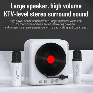 Haut-parleur Bluetooth rétro sans fil Style tourne-disque vinyle avec lecture de <span class=keywords><strong>CD</strong></span> Conception ondulée Haut-parleur Bluetooth karaoké - Product Image 4