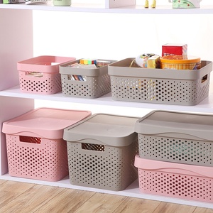 Cestini portaoggetti da scrivania in plastica di grande capacità, traforati e traspiranti, con coperchio, <span class=keywords><strong>per</strong></span> cameretta dei bambini, <span class=keywords><strong>per</strong></span> riporre <span class=keywords><strong>giocattoli</strong></span>, libri e vestiti - Product Image 4