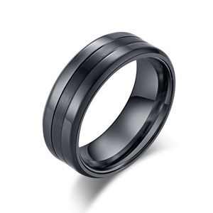 Men's Matte Titanium Steel <b>Ring</b> Geometric Design Steel Black Daily Wear Jewelry K-R303 - Product Image 5