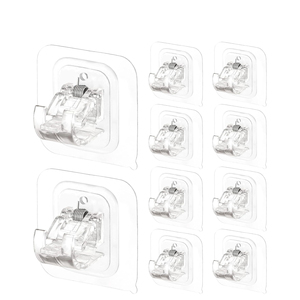 Single Tier Bathroom Self-Adhesive Transparent <b>Plastic</b> Curtain Rod Bracket <b>Hook</b> with Multifunctional Design - Product Image 1