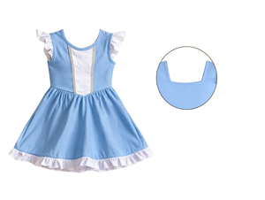 GSD3713 Nouvelle Robe Enfant Style Boutique Vente en Gros Ensemble Fille Violet Uni Patchwork pour Thanksgiving Sans MOQ ODM - Product Image 2