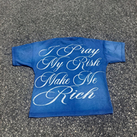 T-shirt dégradé bleu délavé style vintage, impression DTG Kornit, effet soleil délavé, coupe ample, streetwear, 280 g/m², T-shirt d'été