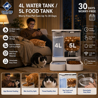 Distributeur automatique intelligent et moderne pour animaux de compagnie avec caméra de vision nocturne 2K, 5L de nourriture, 4L d'eau, étanche, double alimentation (batterie/charge), application Tuya, pour chats et chiens