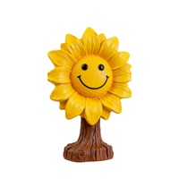 Lächelnde Sonnenblumen-Skulptur - Maßgefertigte Skulptur-Figur, Verspielte Wohndekoration, Fröhliche Tischdekoration für Schlafzimmer & Wohnzimmer
