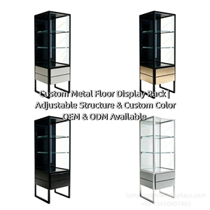 Présentoir en verre sur pied avec tiroirs de rangement pour cosmétiques et parfums – Vitrine de vente au détail - Product Image 5