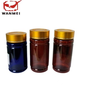 Botellas de Medicina de plástico PET ámbar de 100ml, 150ml, 180ml, 200ml, con <span class=keywords><strong>tapa</strong></span> CRC dorada para embalaje de cápsulas - Product Image 1