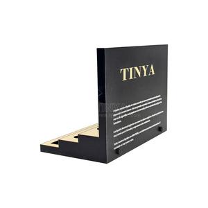 Support de soin de la peau de bureau en acrylique au design personnalisé Tinya, support de crème pour les <span class=keywords><strong>yeux</strong></span> de luxe, noir et or, marque haut de gamme, présentoir de magasin de beauté - Product Image 3