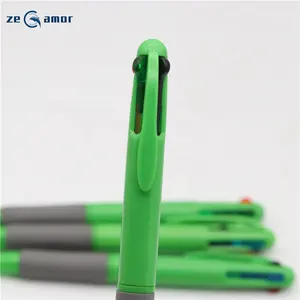 Zeamor School Stationery 4 In 1 Multi Color Logo Custom 4 Color Ballpoint Pen For Office Supply