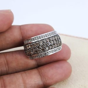 Anello di Diamanti Jewelspaark 1.88 Cttw Taglio Rotondo Bianco e Marrone Naturale con Incastonatura a Pavé in Argento <span class=keywords><strong>Sterling</strong></span>, Gioiello di Fidanzamento per Donne - Product Image 6