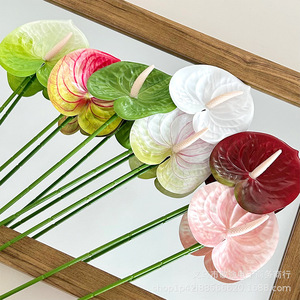 Fleurs artificielles Timo Anthurium 30cm-100cm en PVC souple pour décorations de mariage et de maison - Product Image 1