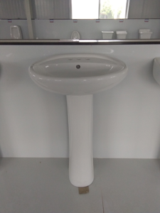 Ensemble de sanitaires en céramique européenne à double chasse, WC, lavabo sur colonne, lavabo à poser, siphon en P pour salle de bain, vente en gros à prix abordable - Product Image 5