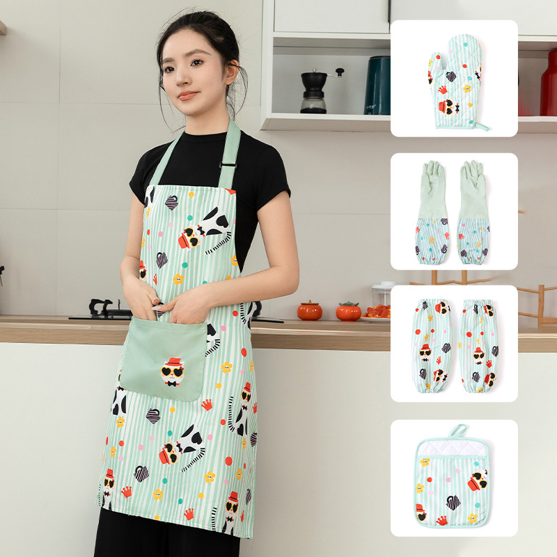 Modern housewife waterproof apron combination 2