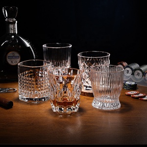 10oz cơ sở nặng đá Kính Bar Glass tinh thần cup sọc nổi Whiskey cốc - Product Image 2