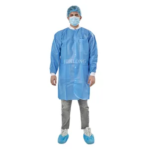 צווארון סרוג SMS רפואי סיטונאי חומר בד מעיל מעבדה חד פעמי