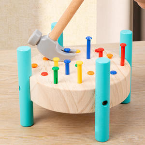 Jouet <span class=keywords><strong>marteau</strong></span> en bois avec chevilles colorées pour enfants, outils d'apprentissage Montessori pour le développement de l'éducation précoce - Product Image 2