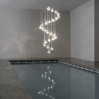 Lampe à chaîne de perles de cristal en spirale de pluie pour hall d'hôtel, lustre multiple, luminaire suspendu moderne pour escalier
