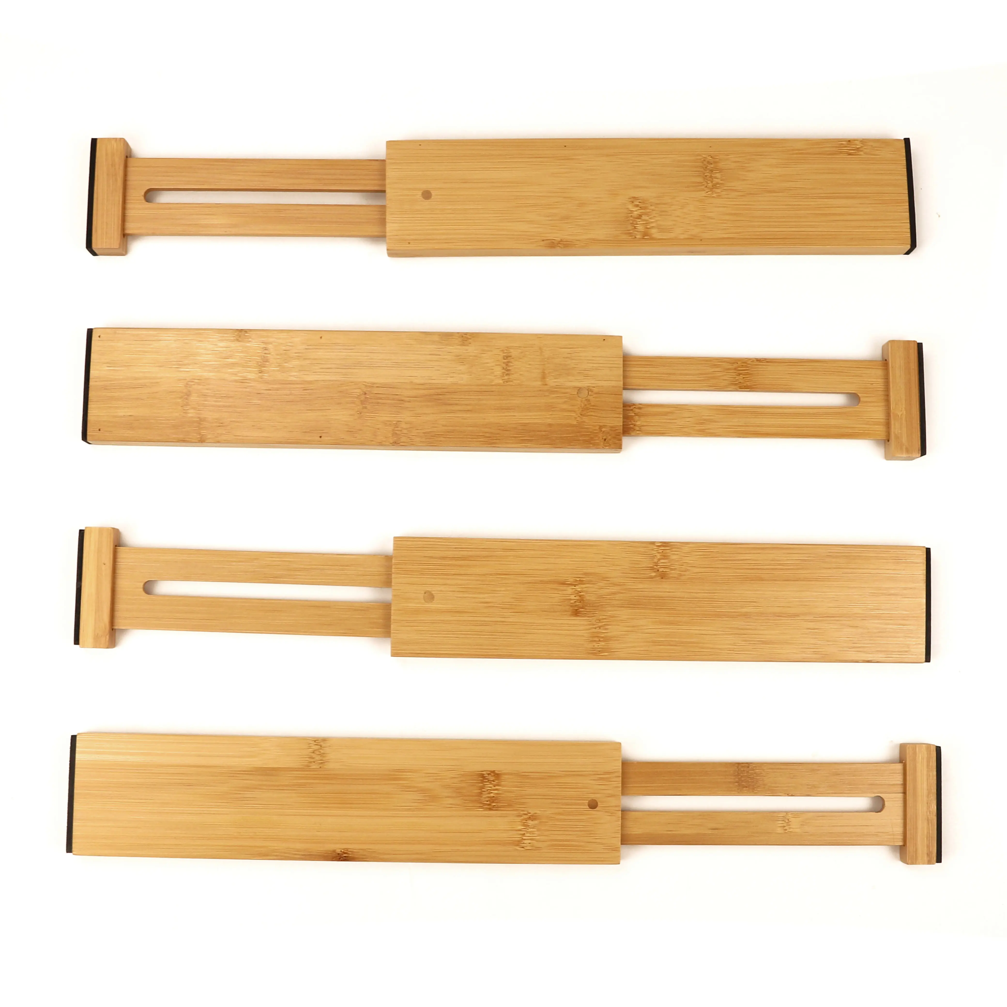 Bambu ahşap genişletilebilir çekmece ayırıcı sıralayıcısı çekmece düzenleyiciler 4 Set