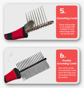 Bộ dụng cụ chăm sóc chuyên nghiệp 10 trong 1 đầy đủ cho chó & mèo, gồm lược chải lông, cắt móng và bộ bàn chải dành cho thú cưng lông dài - Product Image 4