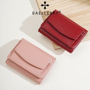 กระเป๋าใส่เหรียญหนังแท้สำหรับผู้หญิง Baellerry กระเป๋าสตางค์ขนาดเล็กสีพื้นลายลิ้นจี่ สำหรับจัดเก็บของใช้ในบ้าน - Product Image 1